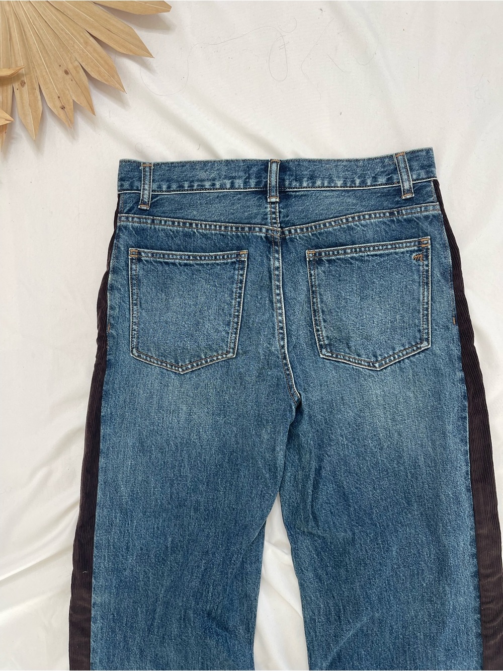 Madewell x Kaihara Pieced Wide Barrel Leg Denim Brown Corduroy Jeans Size 26 - Picture 11 of 11